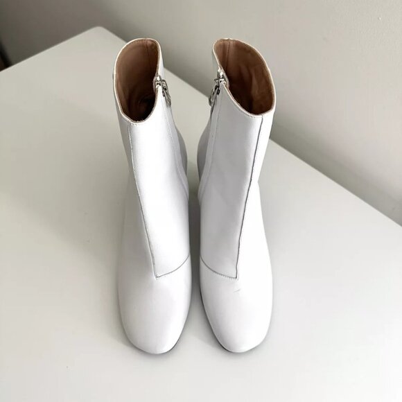 ACNE STUDIOS White Leather Cutout Heel Ankle Boots Size 38 - Picture 1 of 10